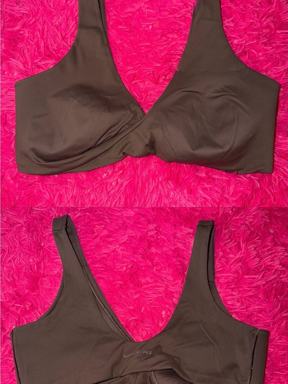 Nike Brown Wireless Twist-Front Sports Bra skims xxl